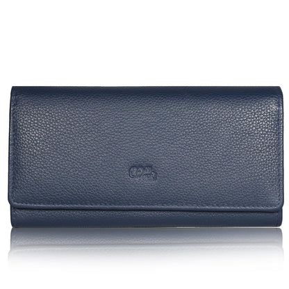 HOTWomen's Top Grain Leather Wallet, RFID Blocking Bifold clutch, 17 Card Slots, Zip Pocket Organizer, Elegant Gift for Women — Birthday, Valentine, Anniversary - TAUPE