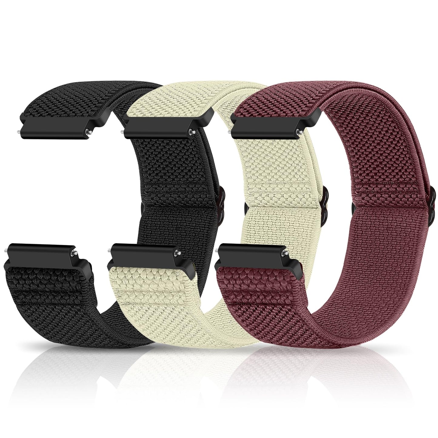 HOTCompatible with 16mm 18mm 19mm 20mm 22mm 24mm Watch Bands Quick Release Replacement Wristband,Adjustable Stretchy Nylon Solo Loop Straps Fabric Braided Sport Elastic Bands for Men Women