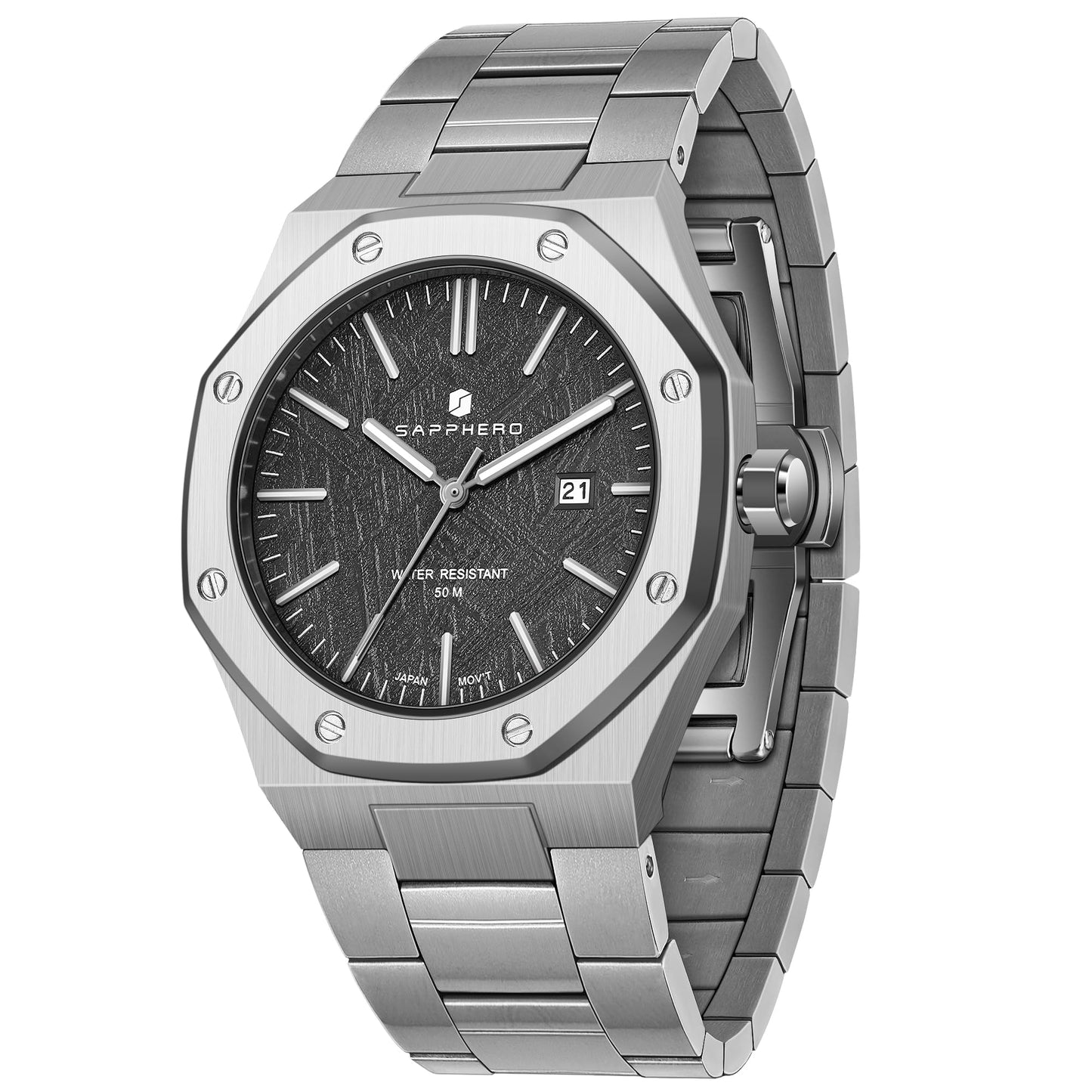 HOTSAPPHERO Mens Watches Stainless Steel Quartz Watch for Men Waterproof Date Clock Fashion Business Wristwatch Gift for Men