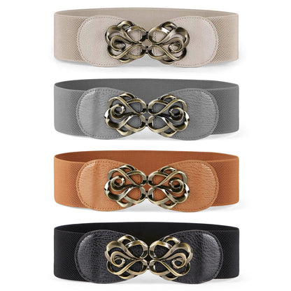 HOTJASGOOD Women Stretchy Belts for Dresses Vintage Elastic Wide Waist Belts 4 Pack 2.36" Wide