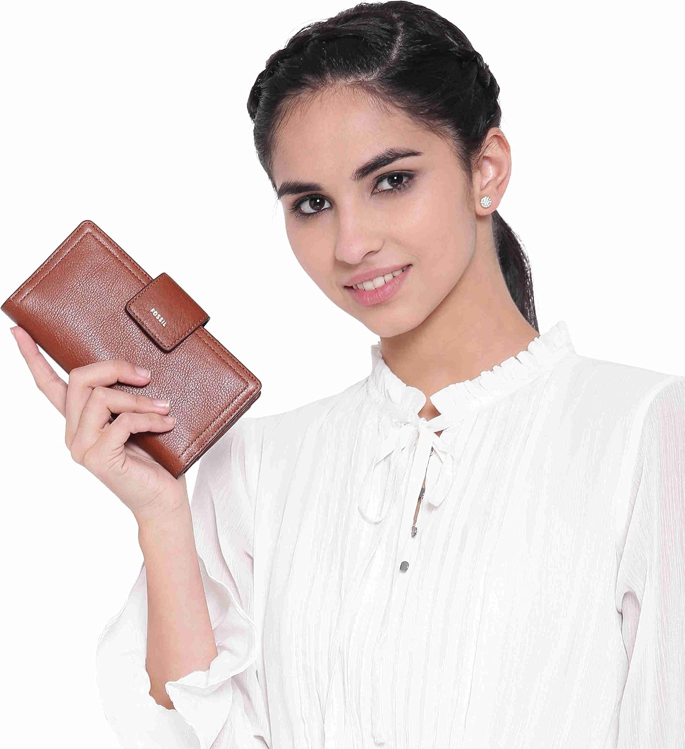 HOTFossil Women's Logan Leather Wallet RFID Blocking Tab Clutch