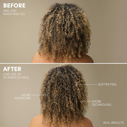 HOTMizani 25 Benefit Miracle Milk - Leave in Conditioner for Curly Hair, With Coconut Oil, Curl Detangler Spray, Anti Frizz Heat Protectant, No Drying Alcohols, Paraben-Free