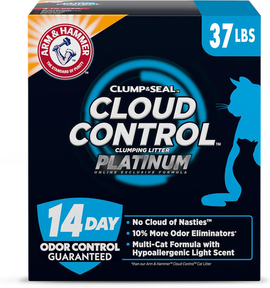 HOTARM & HAMMER Cloud Control Platinum Cat Litter, Multi-Cat, 37 lbs | Clumping Litter, Hypoallergenic, Dust-Free, 14-Day Odor Control