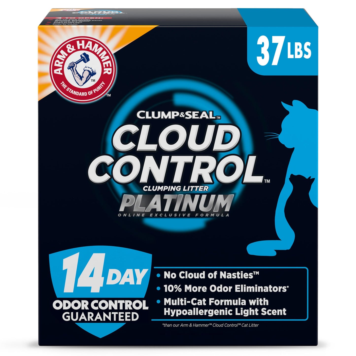 HOTARM & HAMMER Cloud Control Platinum Cat Litter, Multi-Cat, 37 lbs | Clumping Litter, Hypoallergenic, Dust-Free, 14-Day Odor Control