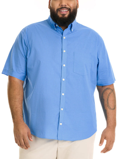 HOTVan Heusen Men's Big and Tall Wrinkle Free Short Sleeve Button Down Shirt, No-Tuck Length, Comfortable Stretch Fabric