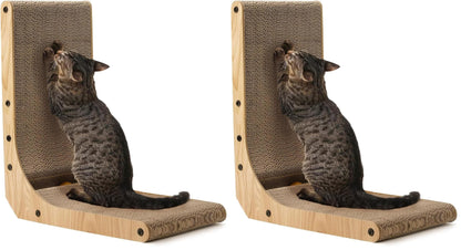 HOTFUKUMARU Cat Scratcher, 26.8 Inch L Shape Cat Scratch Pad Wall Mounted, Cat Scratching Cardboard with Ball Toy for Indoor Cats, Large Size
