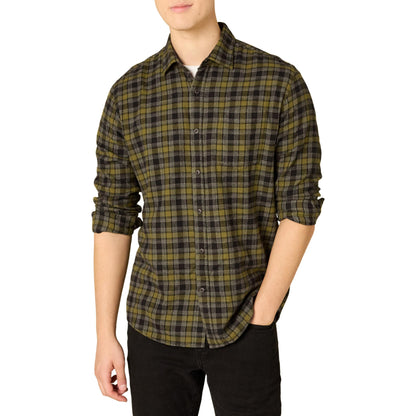 HOTAmazon Essentials Men's Regular Fit Long-Sleeve Flannel Shirt, Soft Brushed Cotton, Lightweight yet Warm