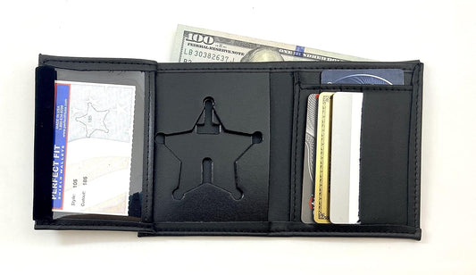 HOTPerfect Fit Shield Wallets 5 Point Star Florida Sheriff Five-Point Star | Badge Style Hidden Badge Wallet Leather (Cutout PF-185) Black. Badge Holders