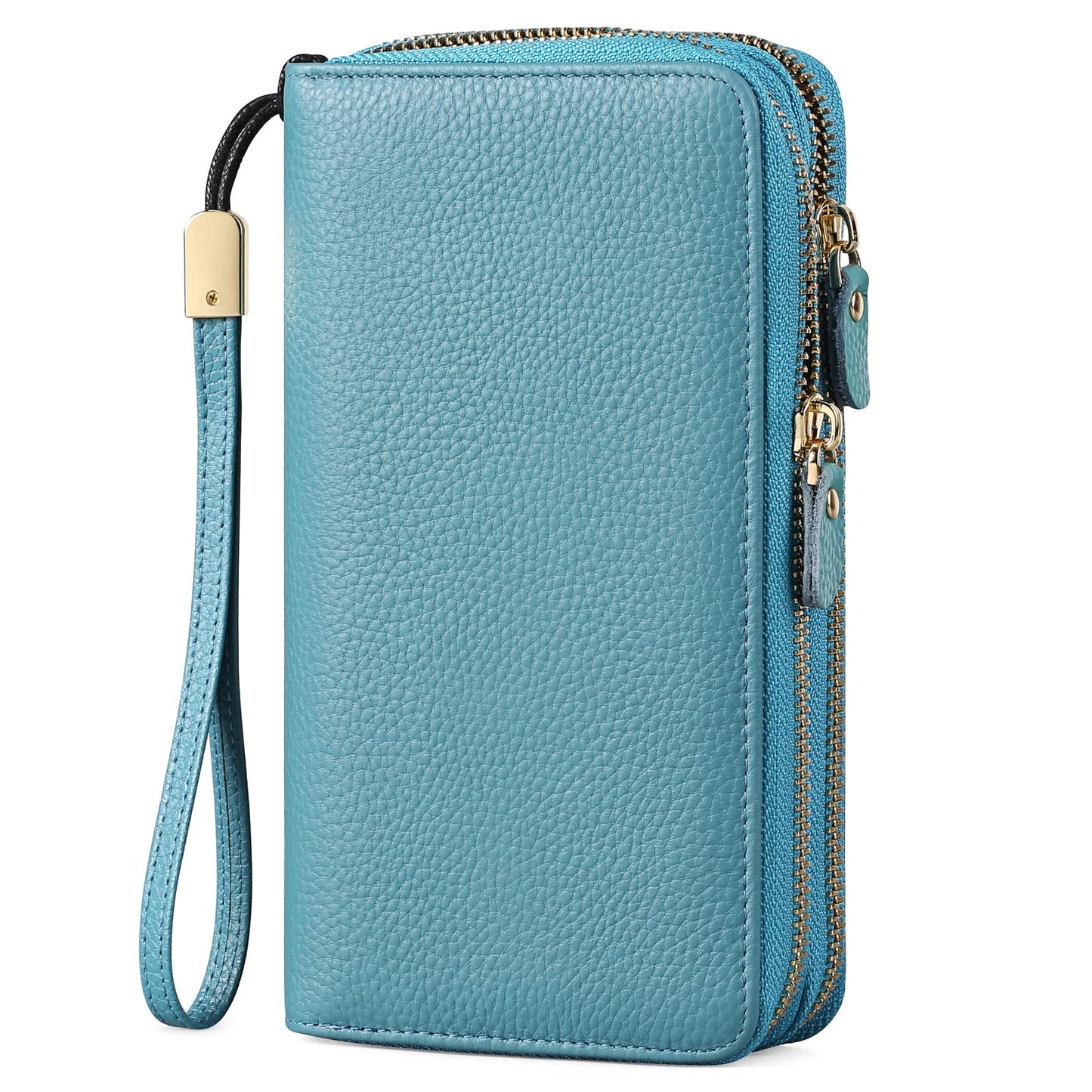 HOTSENDEFN Leather Women Wallet RFID Blocking Zipper Around Phone Holder Clutch Wristlet Large Capacity