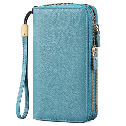 HOTSENDEFN Leather Women Wallet RFID Blocking Zipper Around Phone Holder Clutch Wristlet Large Capacity