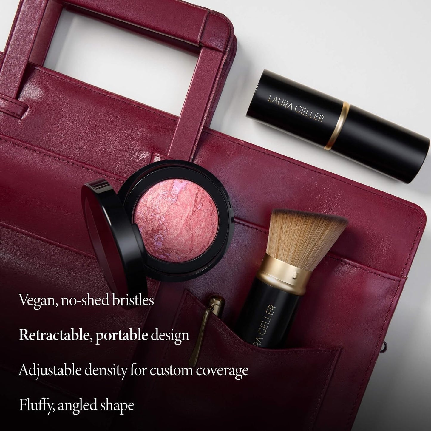 HOTLAURA GELLER NEW YORK Cosmetic Professional Makeup Brushes - Cruelty-Free 02 Retractable Angled Kabuki Brush