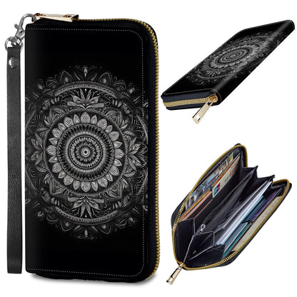 HOTWomens Wallet, PU Leather RFID Cute Wristlet Wallets for Girls Women Ladies Purse Large Credit Card Clutch Purse Card Holder Coin Pocket Travel Wallets with Zipper, Art Black Cat