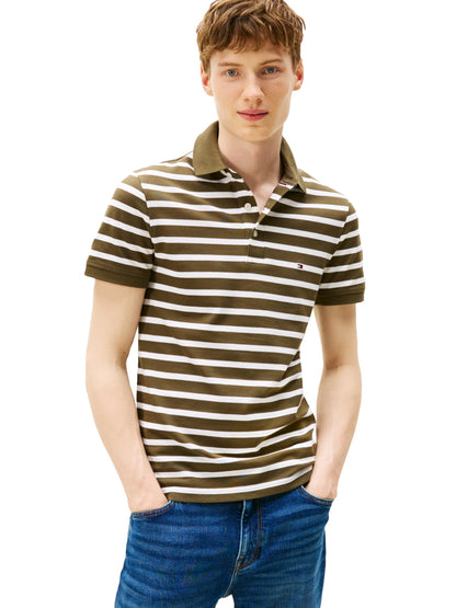 HOTTommy Hilfiger Men's Short Sleeve Polo Shirts in Slim Fit with Stretch and Organic Pique Cotton