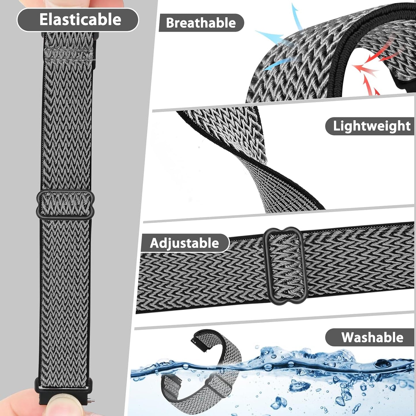 HOTTumpCez Quick Release Watch Band - Choice of Width -18mm 19mm 20mm 22mm 24mm Watch Bands, Solo Loop Adjustable Elastic Nylon Watch Straps Replacement Wristband for Men Women