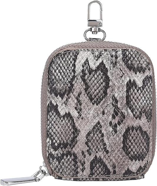 HOTDaisy Rose Rectangle Coin Purse Pouch Change Wallet Holder with clasp - PU Vegan Leather - Grey Snake