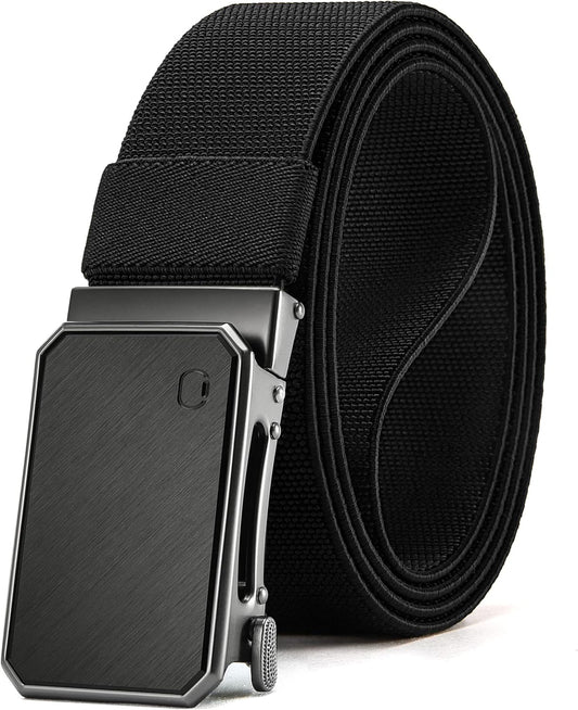 HOTCHAOREN Mens Ratchet Belt – 1.5" Stretch Nylon Belts for Casual, Work, Golf – Adjustable Fit for Everyday Comfort