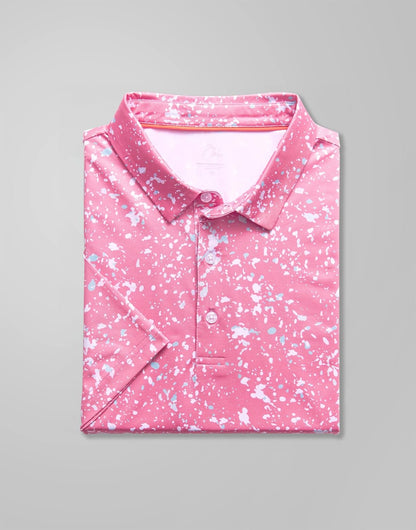 HOTObla Mens Golf Polo Shirts Short Sleeve Dry Fit Performance Moisture Wicking Casual Print Collared Golf Shirts for Men