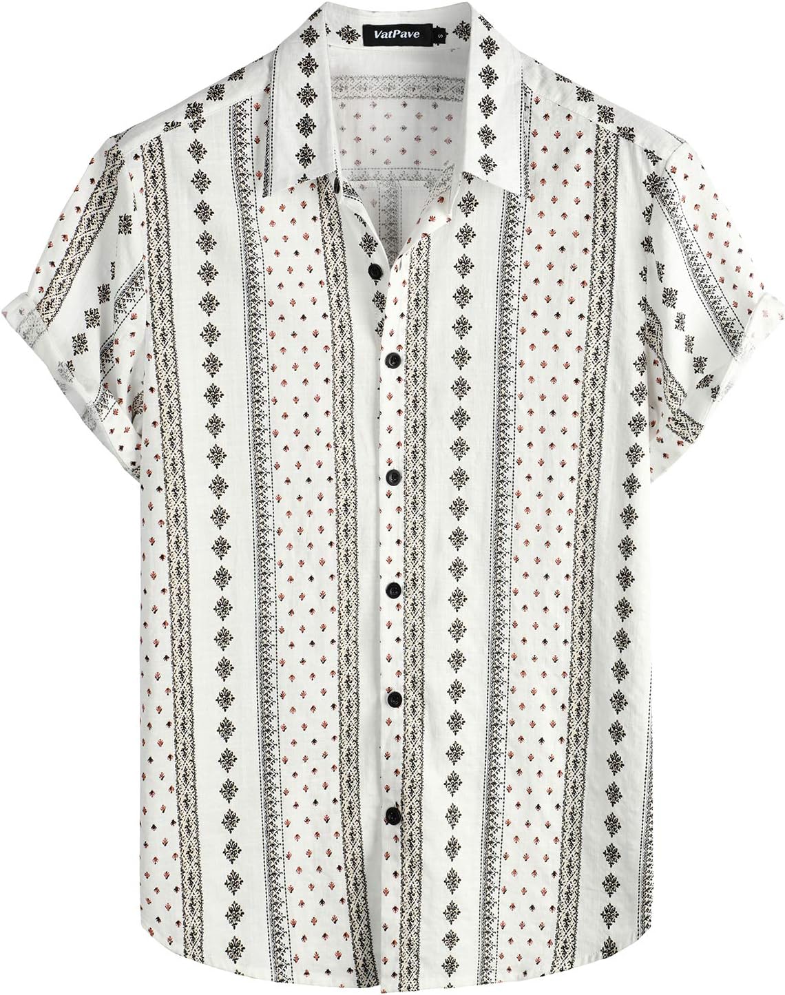 HOTVATPAVE Mens Casual Short Sleeve Button Down Shirts Regular Fit Hawaiian Summer Shirt