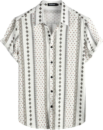 HOTVATPAVE Mens Casual Short Sleeve Button Down Shirts Regular Fit Hawaiian Summer Shirt