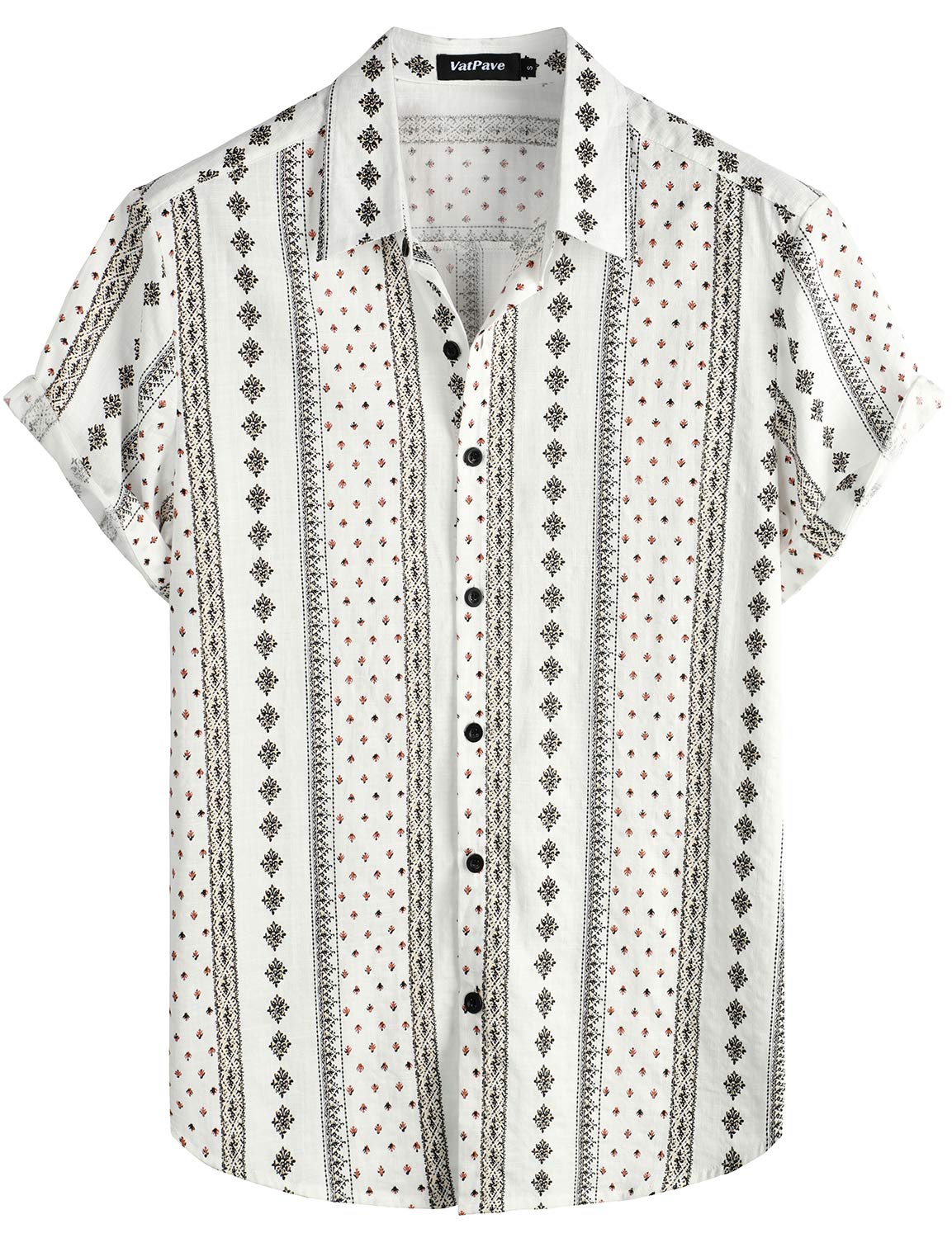 HOTVATPAVE Mens Casual Short Sleeve Button Down Shirts Regular Fit Hawaiian Summer Shirt