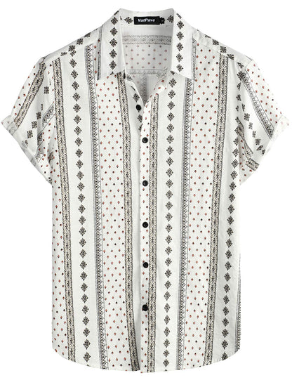 HOTVATPAVE Mens Casual Short Sleeve Button Down Shirts Regular Fit Hawaiian Summer Shirt