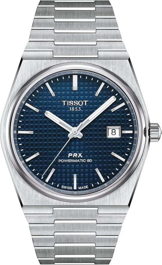 HOTTissot PRX Swiss Automatic Watch for Men, Blue Dial, Stainless Steel, 40 mm Case, T1374071104100