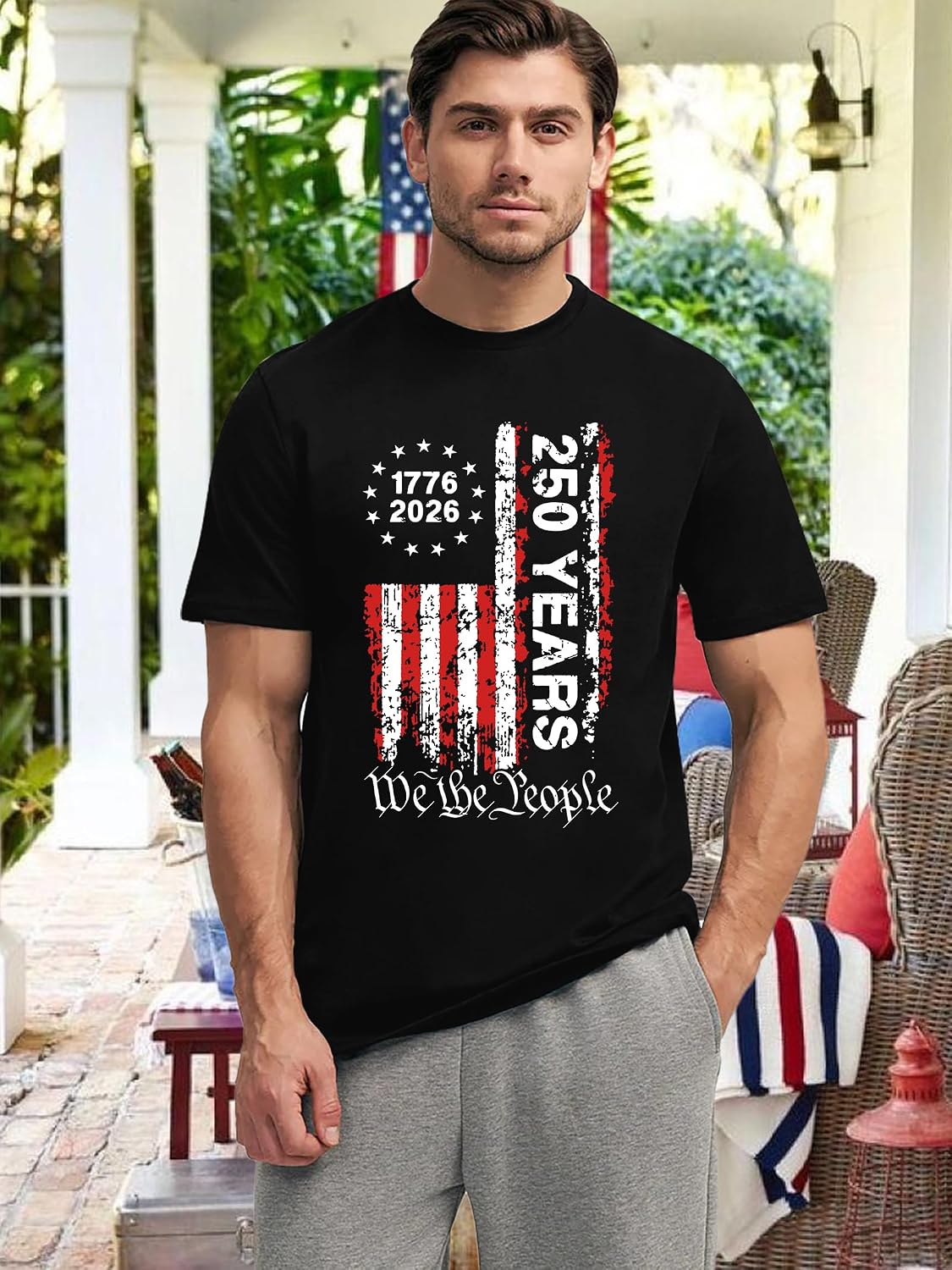HOT250th Anniversary USA Shirts for Men American Flag T-Shirt 4th of July Shirt 250 Years Birthday Patriotic Tops
