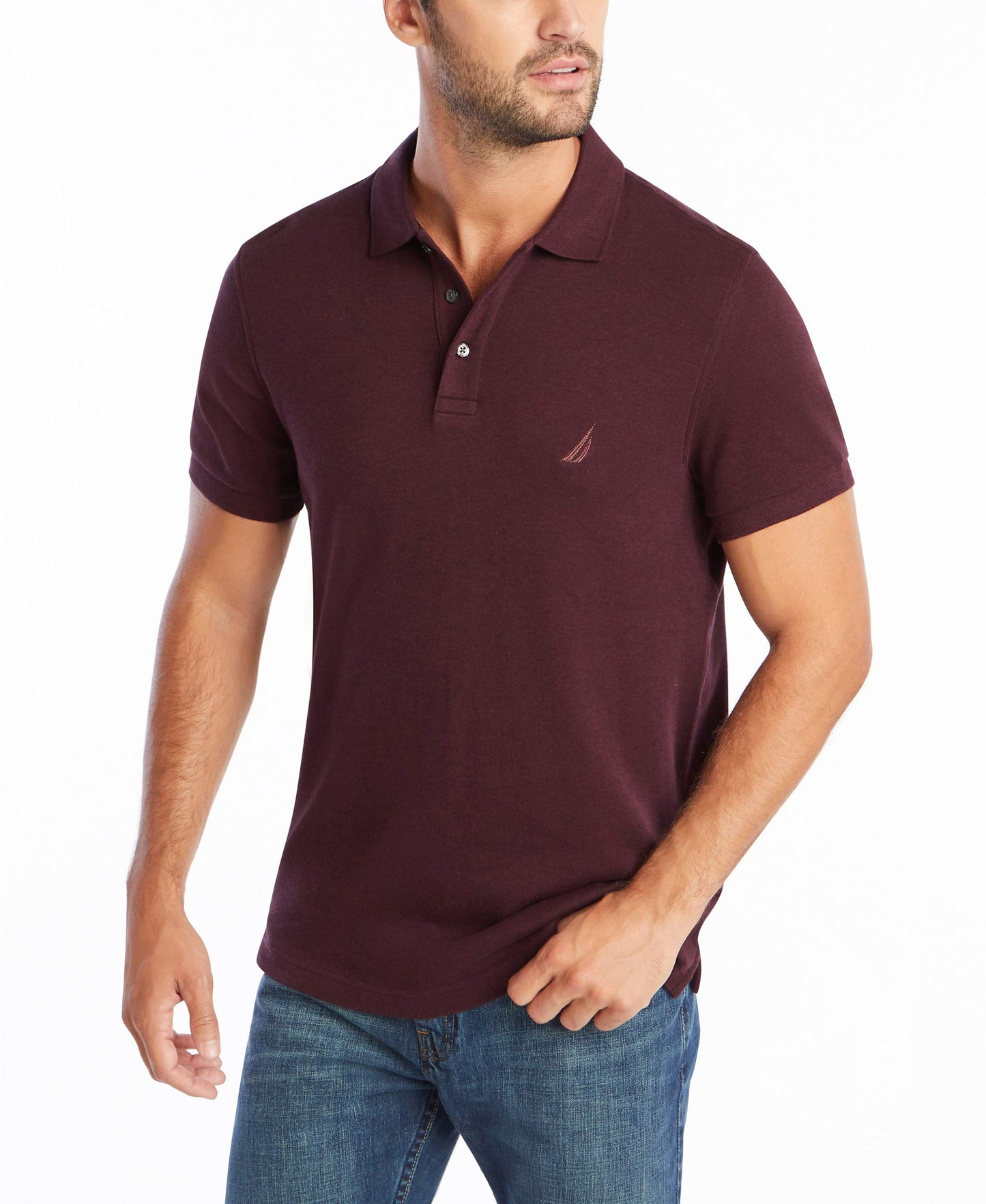 HOTNautica Men's Classic Fit Short Sleeve Dual Tipped Collar Polo Shirt