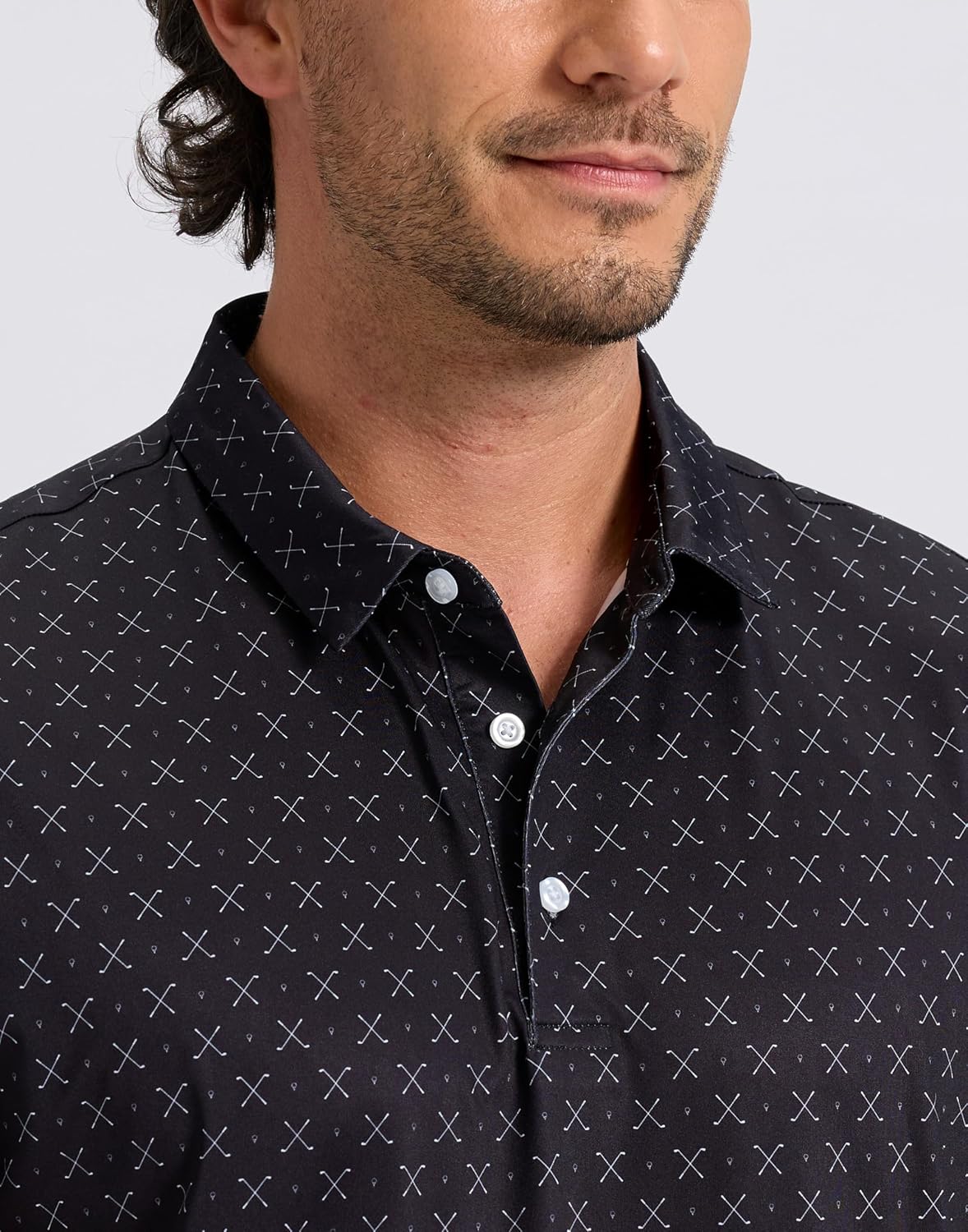 HOTObla Mens Golf Polo Shirts Short Sleeve Dry Fit Performance Moisture Wicking Casual Print Collared Golf Shirts for Men