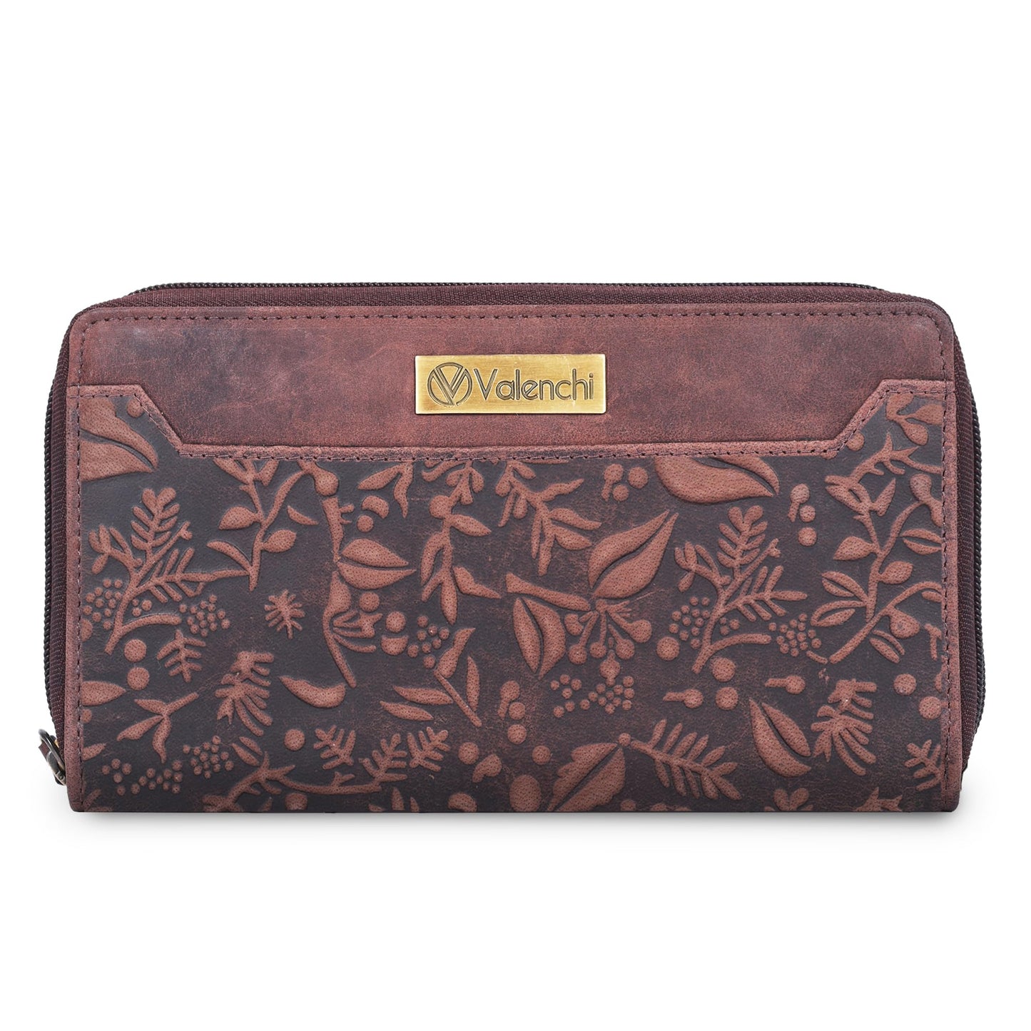 HOTVALENCHI Women's Leather Wallet - RFID Blocking Wallet - Ladies Clutch Hand Purse With Card Holder Slots (Cognac Vintage LW03)