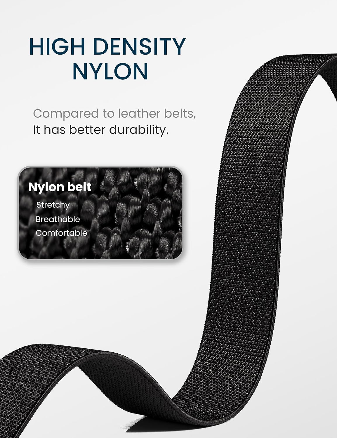 HOTGEIT Stretch Nylon Belt,1 3/8" Elastic Belt with Quick Release Buckle | Invisible Web Belt for Hiking Casual Tactical