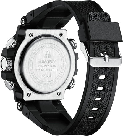 HOTLN LENQIN Mens Watches Digital Military Watch for Men Stopwatch Army Survival Tactical Sports Outdoor Big Face Waterproof Men's Wrist Watches with LED Backlight/Timer/Alarm/Date