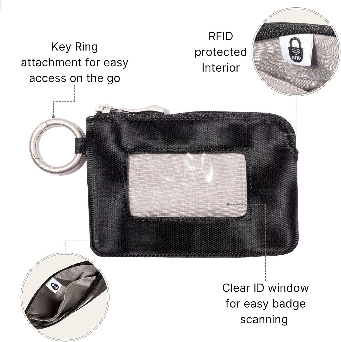 HOTBaggallini RFID Card Case - Lightweight 5"x3.5" Wallet with Keyring
