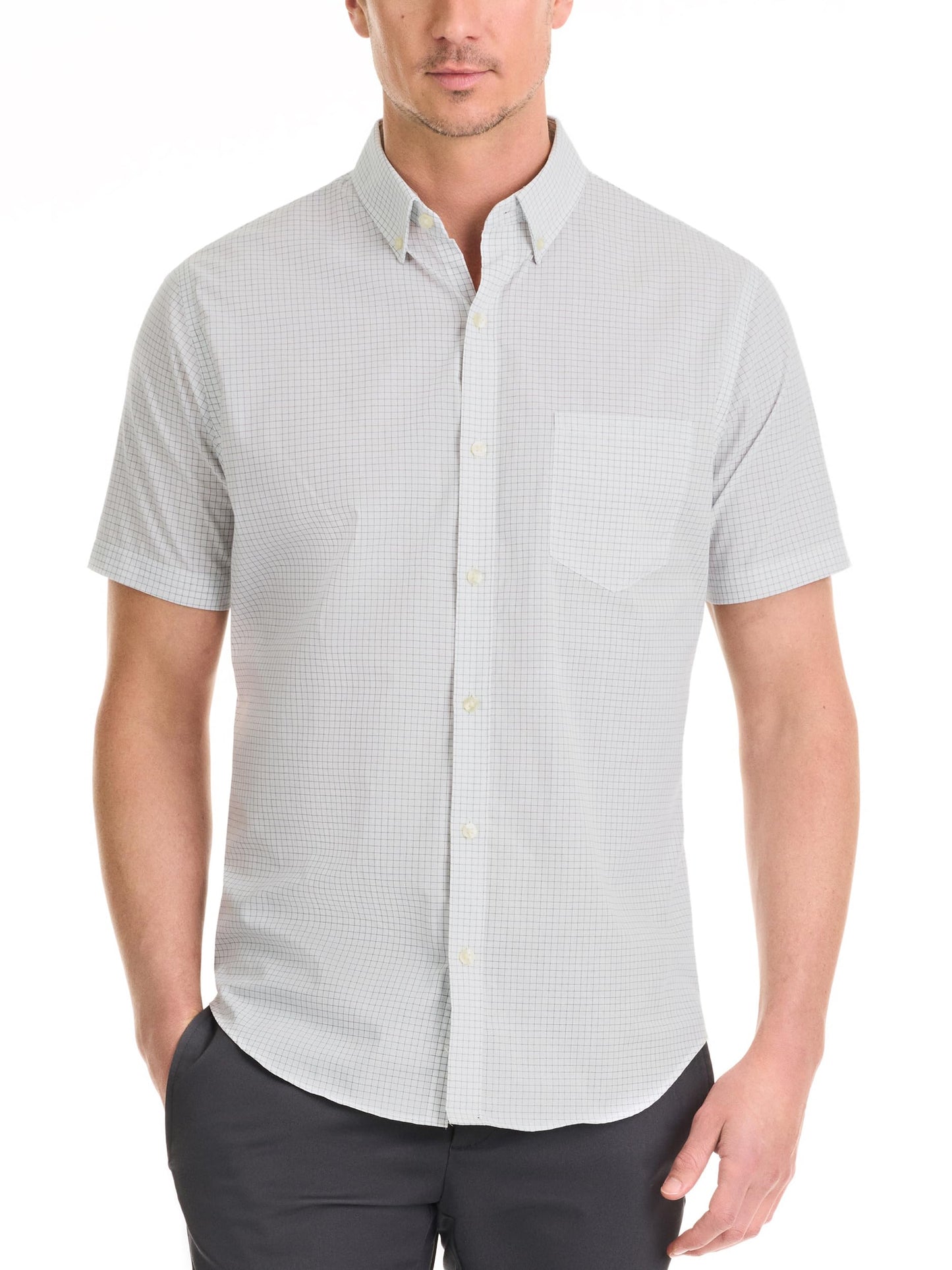 HOTVan Heusen Mens Wrinkle Free Short Sleeve Button Down Check Shirt