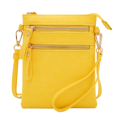 HOTSolene Small Crossbody Bag for Women, Multi Zip Pockets with Detachable Wristlet, Lightweight Travel Purse, Cell Phone Pouch