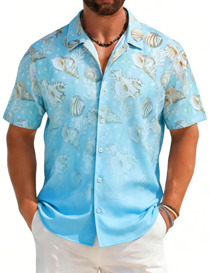 HOTELETOP Men's Hawaiian Shirt Summer Stretch Short Sleeve Tropical Beach Button Down Casual Shirt