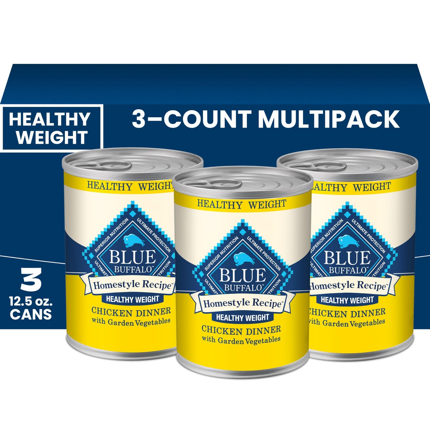 HOTBlue Buffalo Homestyle Recipe Wet Dog Food Paté Variety Pack, Chicken Dinner & Beef Dinner with Garden Vegetables, Made with Natural Ingredients, 12.5-oz. Can (6 Count, 3 of Each)