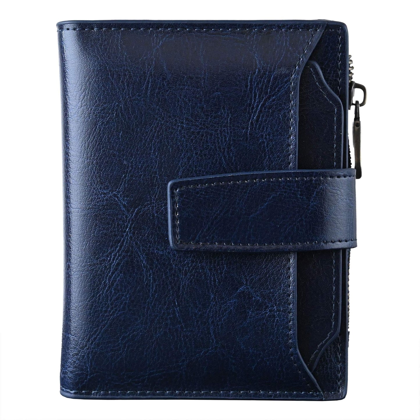 HOTBveyzi Small Leather Wallet for Women, RFID Bifold with ID Window | Holds 11 cards, a pull-out ID sleeve, zippered coin pocket & bill slot — fits crossbody bags and keeps everything organized