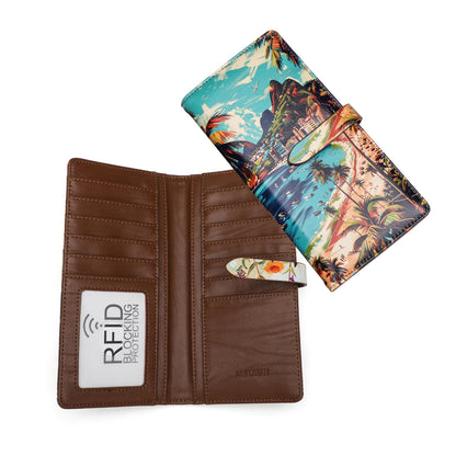 HOTSlim Wallets for Women Credit Card Holder RFID Bifold Clutch Long Ladies Billfold Wallets with Zipper Coin Pocket ID Window Fireworks