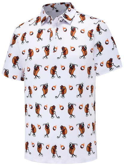 HOTMen's Golf Polo Shirts Short Sleeve Performance Moisture Wicking Dry Fit Funny Golf Polo Shirts for Men