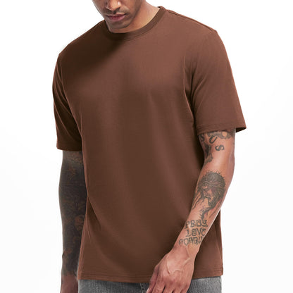 HOTVEIISAR Men's Heavy Weight Crew Neck T-Shirt Mens Premium Cotton Tee - Pre Shrunk S-3XL
