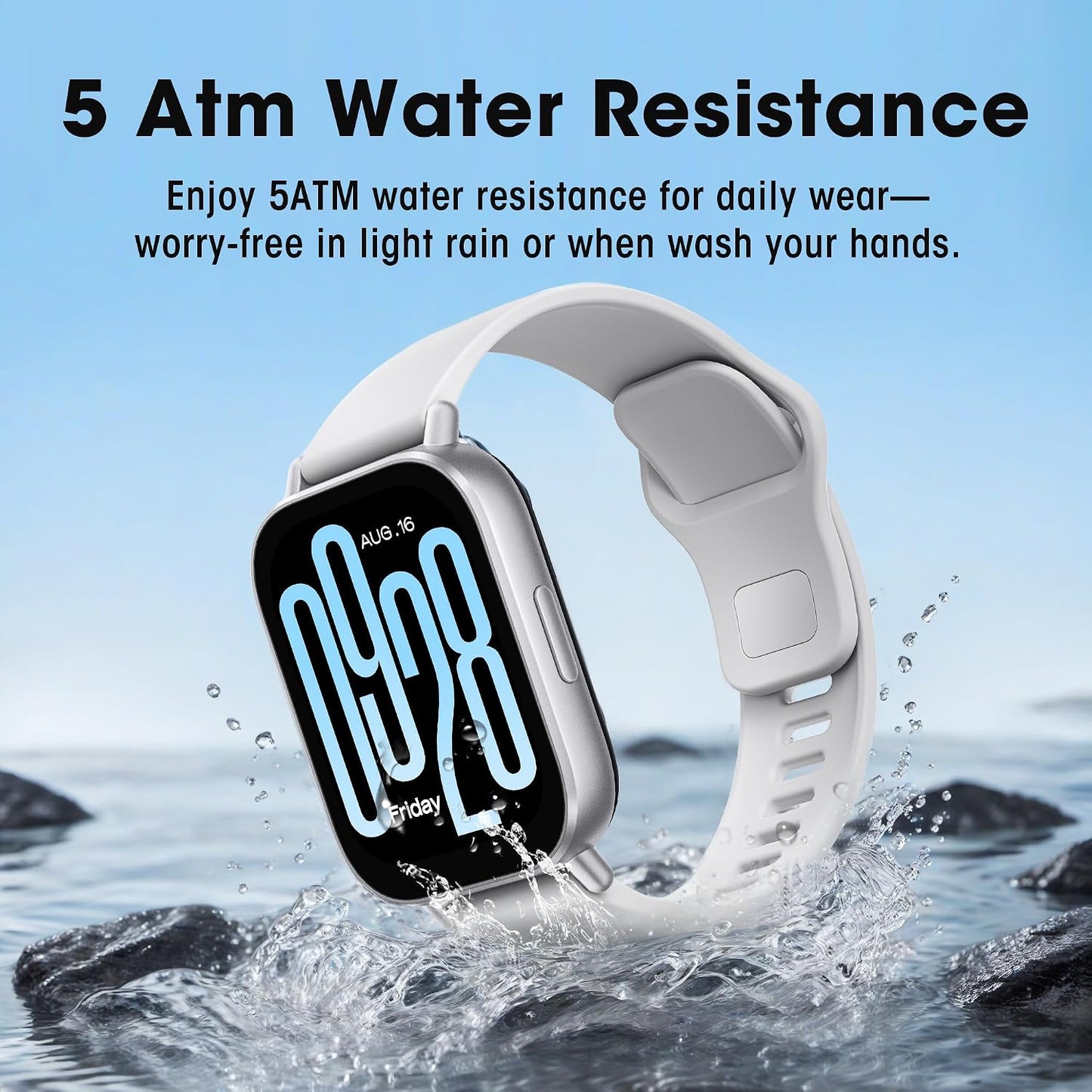 HOTXiaomi Redmi 5 Active Smart Watch, Step Counter Sport Watch for Women Men with 2" LCD Large Display, 140 Sports Modes, 5ATM Waterproof (Active-Matte Silver)