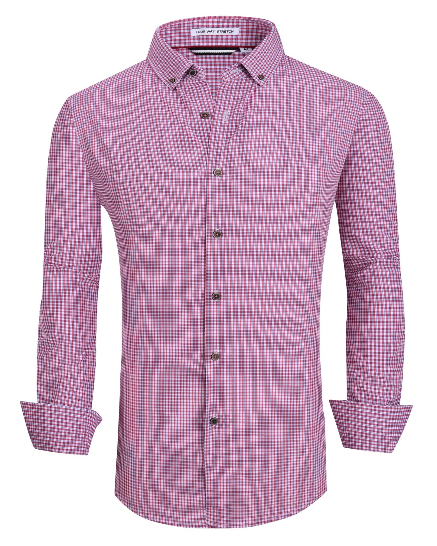 HOTAlex Vando Mens Wrinkle Free 4-Way Stretch Print Business Casual Shirt | Wrinkle resistant, Machine washable, Classic check Pattern, True-to-size cut, Business & Daily, Easy outfit pairing
