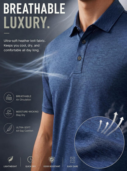 HOTOYGSieg 6 Pack Mens Polo Shirts Performance Short Sleeve Golf Shirt Moisture Wicking Athletic Casual Collared T-Shirt