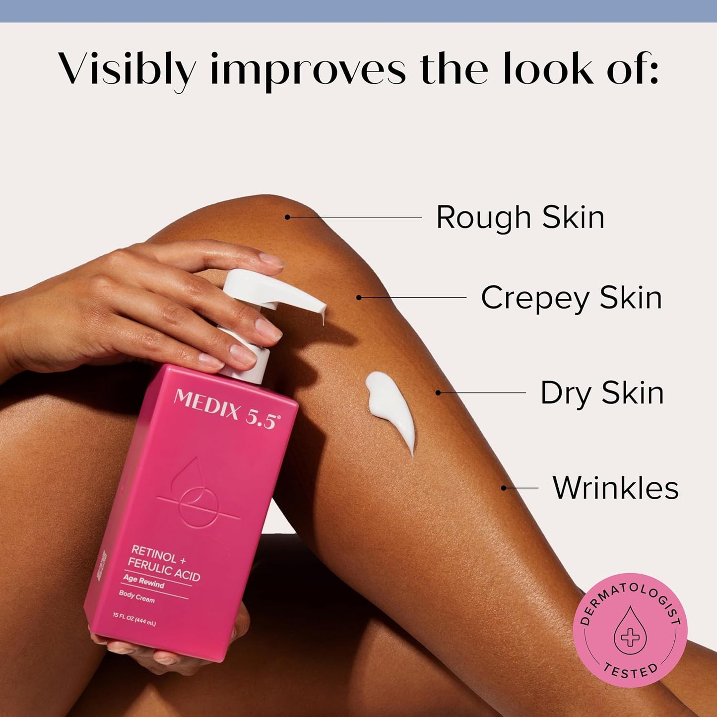 HOTMedix 5.5 Retinol Body Lotion Firming Moisturizer | Crepey Skincare Treatment | Retinol Body Cream | Anti Aging Firming Cream For Women Targets Look Of Crepe Skin, Wrinkles, & Sagging Skin, 15 Fl Oz