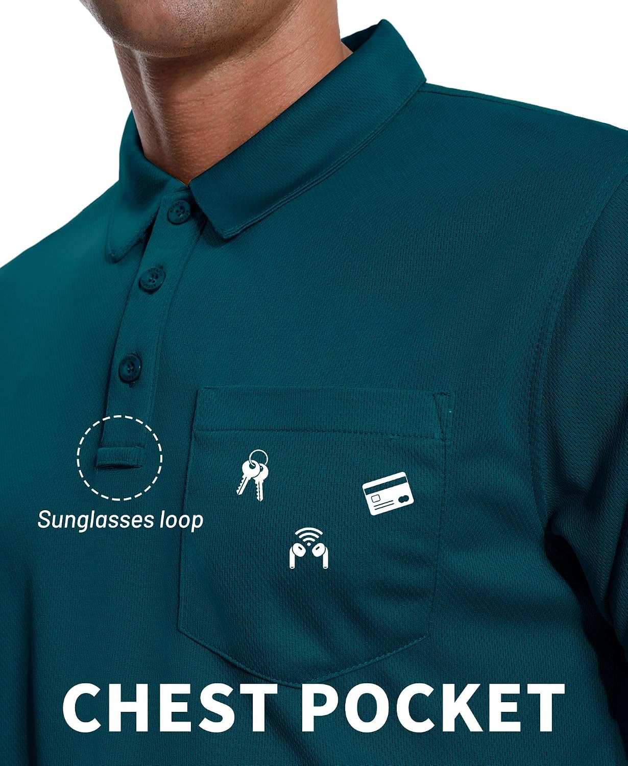 HOTZITY Men's 3 Pack Polo Shirts Short Sleeve with Pocket Moisture Wicking Casual Work Golf Lightweight Collared T-Shirts