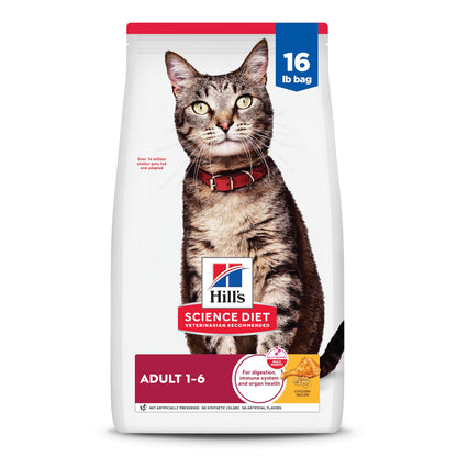 HOTHill's Science Diet Adult 1-6 Dry Cat Food, Chicken, 4 lb. Bag