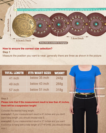 HOTXZQTIVE Western PU Leather Belts for Woman Concho Cowgirl Cowboy Disc Belt for Ladies Wide Boho Country Waist Belts for Dress