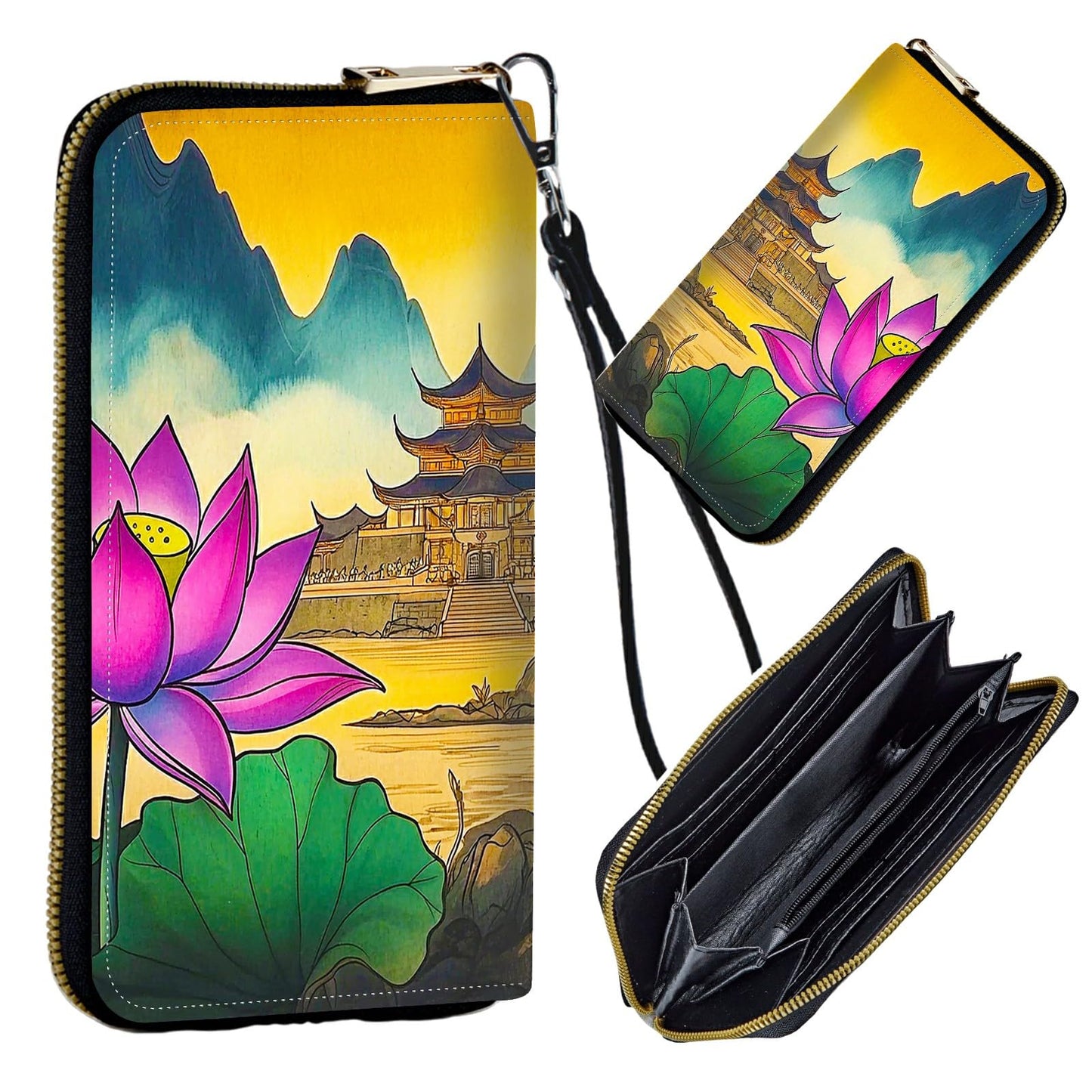HOTWomen's Wristlet Wallets for Ladies, RFID Blocking Leather Zipper Handbag Clutch Purse Money Holder Organizer for Travel Shopping, Ocean Octopus