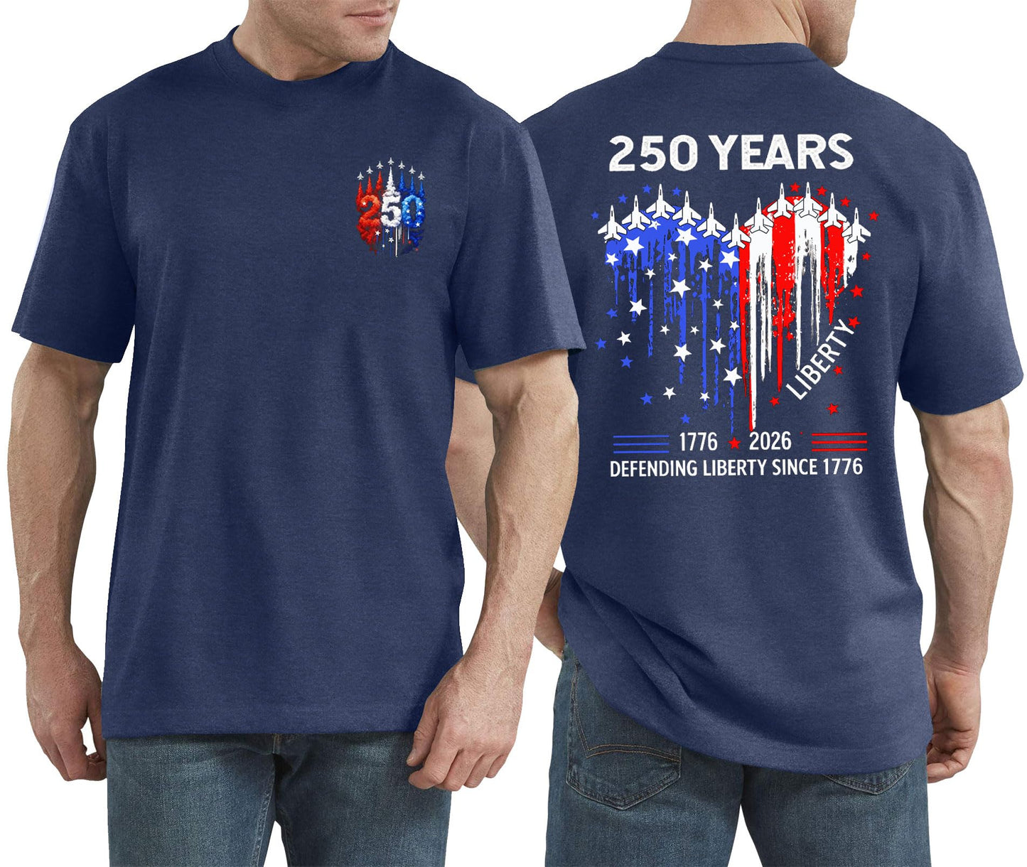 HOT250 Years American Flag Shirts for Men: 4th of July T Shirt 1776-2026 USA Patriotic Tee Tops